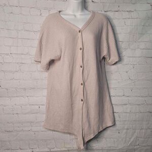 Women's Waffle Knit Short Sleeve Top Small